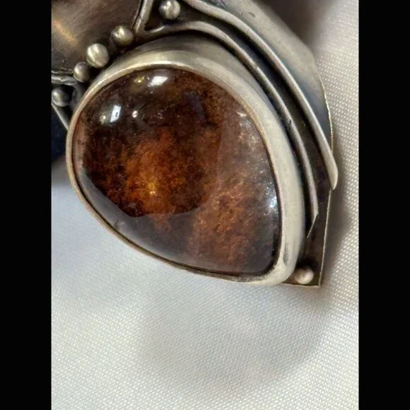 OOAK Acid Queen Warrior Ring Lodolite Sterling Silver Moon Shield Knuckle 9 - Picture 7 of 10